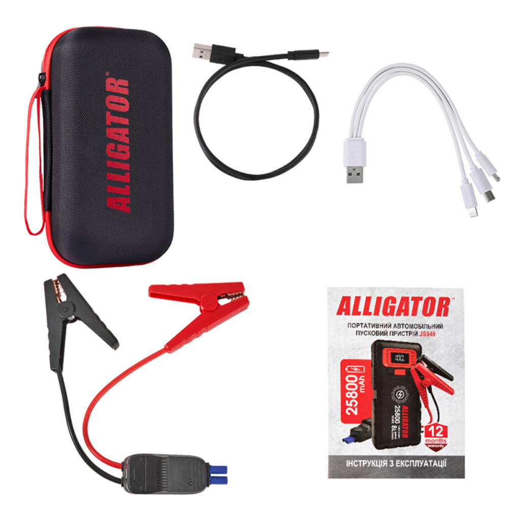 Пусковое устройство Alligator Jump Starter JS843 800A/1600A 20000mAh с Smart-клемами