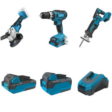 Комплект акумуляторного інструменту KRAISSMANN 20UL (болгарка, шурупокрут, шабельна пила, акум. 2000 та 4000 мАг та ЗП)