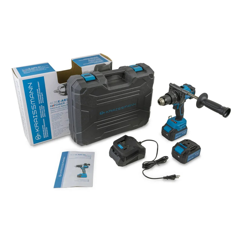 Шуруповерт акумуляторний KRAISSMANN 4135 E-ABS-BL 20/2 MP ударний
