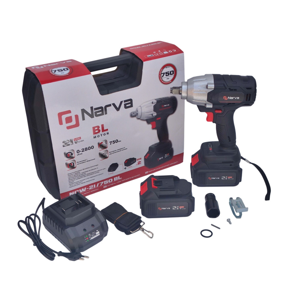 Аккумуляторный ударный гайковерт NARVA NCW- 21/750BL
