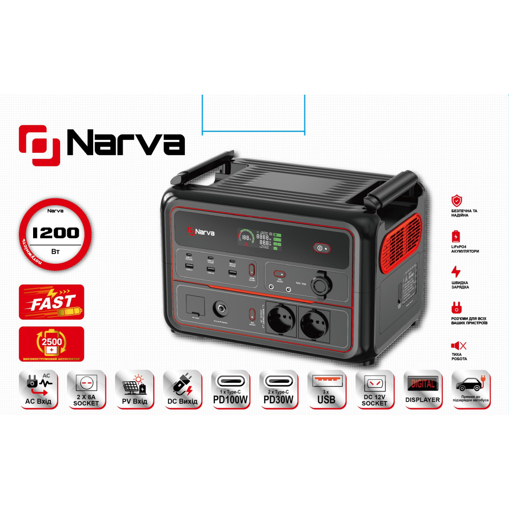 Портативная зарядная станция Narva NPS-1200 1008Wh
