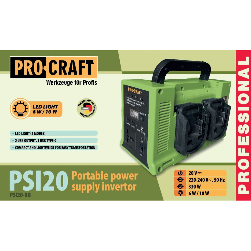 Инверторная аккумуляторная станция Procraft PSI20 (без АКБ)