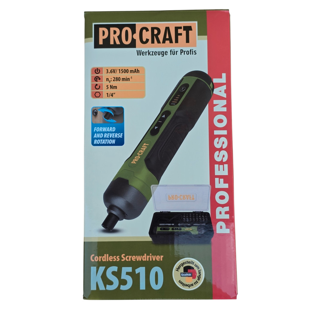 Аккумуляторная отвертка Procraft KS510