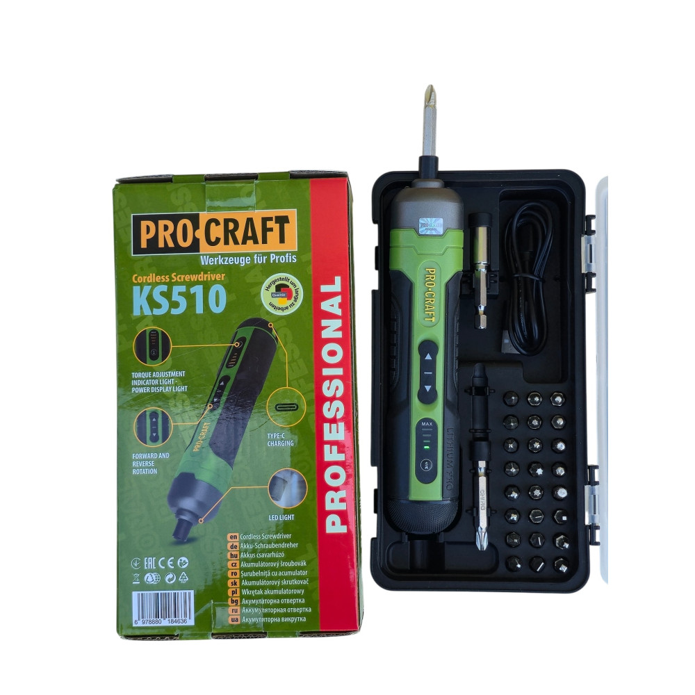 Аккумуляторная отвертка Procraft KS510