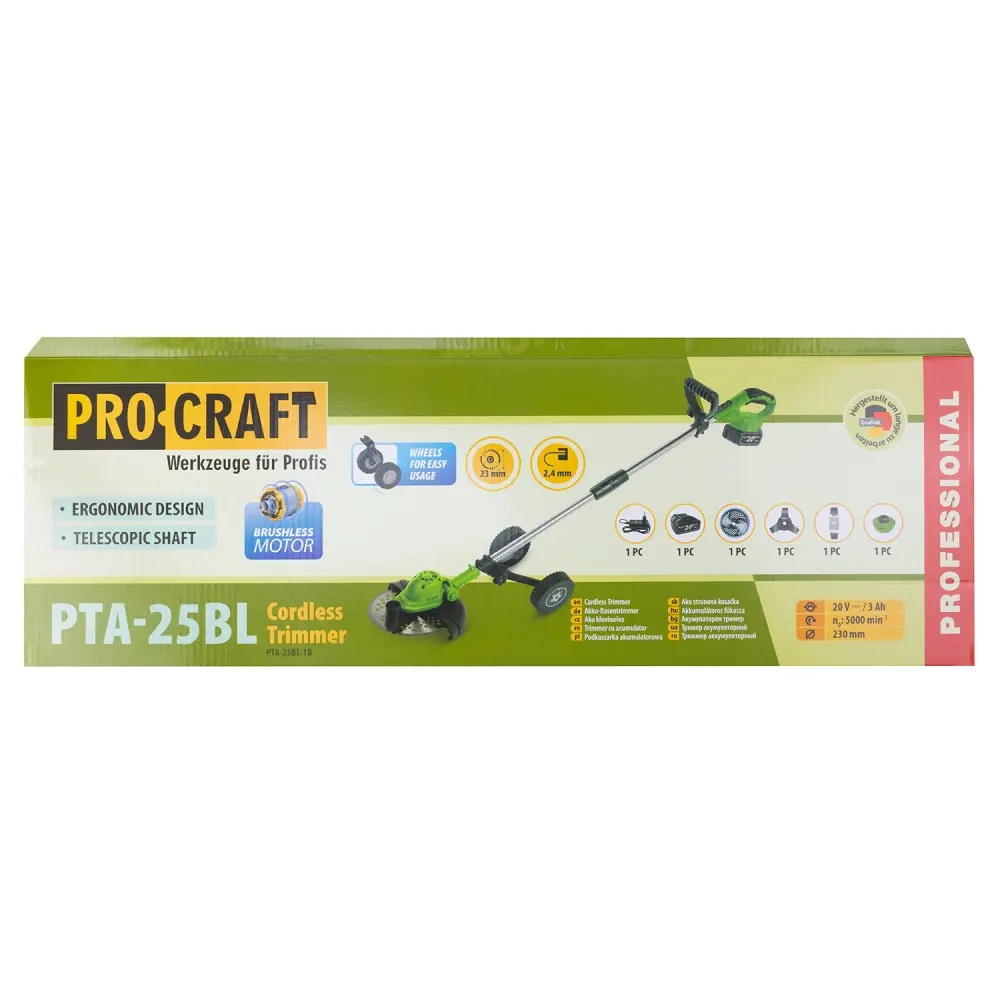 Аккумуляторная коса Procraft PTA25BL (1 АКБ и ЗУ)