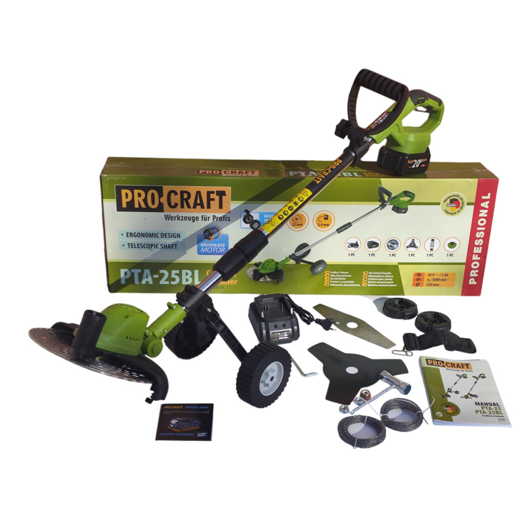 Аккумуляторная коса Procraft PTA25BL (1 АКБ и ЗУ)