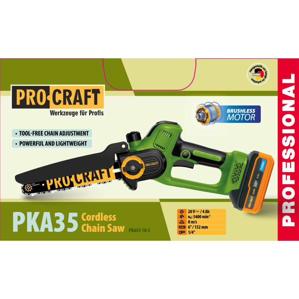 Аккумуляторная пила Procraft PKA35 (1 АКБ и ЗУ)