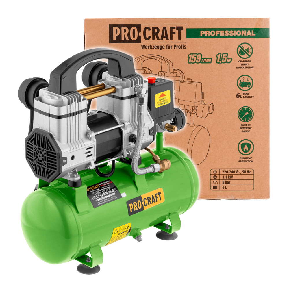 Безмасляний компресор Procraft AC7 6л