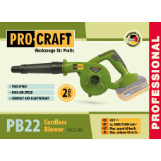 Акумуляторна повітродувка Procraft PB22 (без АКБ та ЗП)