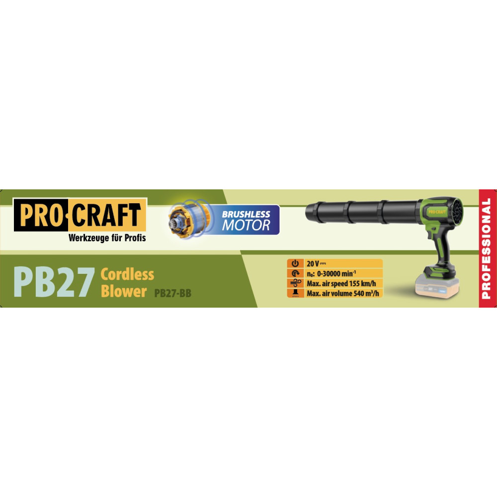 Аккумуляторная воздуходувка Procraft PB27 (без АКБ и ЗУ)