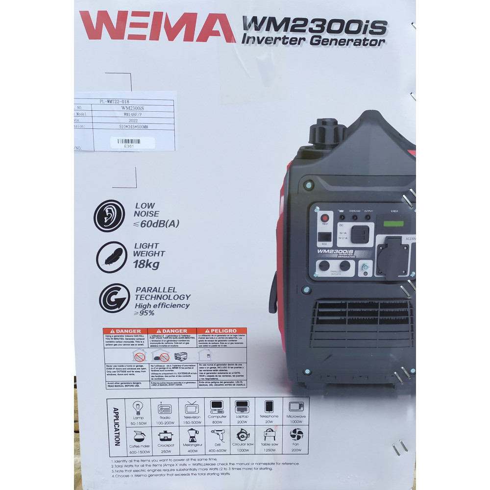 Бензиновий інверторний генератор Weima WM2300iS